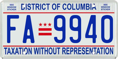 DC license plate FA9940