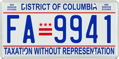 DC license plate FA9941