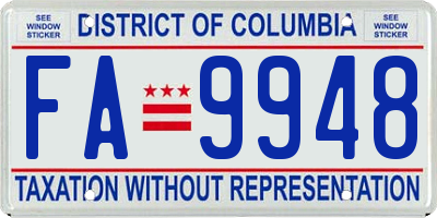 DC license plate FA9948