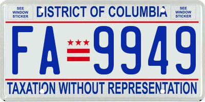 DC license plate FA9949