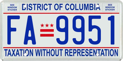 DC license plate FA9951