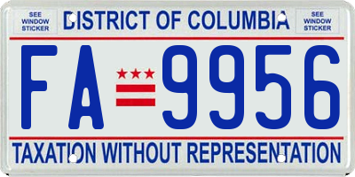 DC license plate FA9956