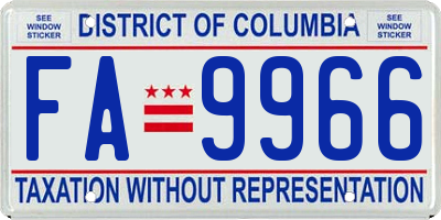 DC license plate FA9966