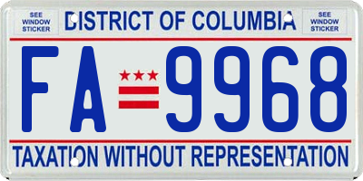 DC license plate FA9968