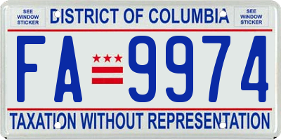 DC license plate FA9974