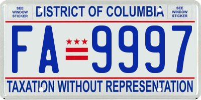 DC license plate FA9997