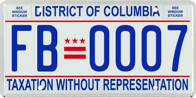 DC license plate FB0007