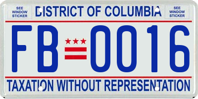 DC license plate FB0016