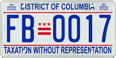 DC license plate FB0017