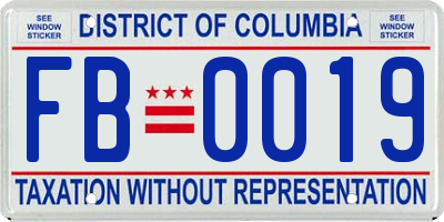 DC license plate FB0019