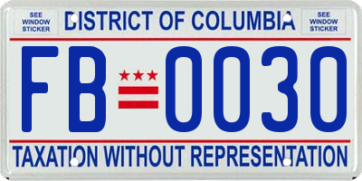 DC license plate FB0030