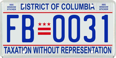 DC license plate FB0031