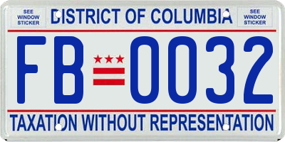 DC license plate FB0032