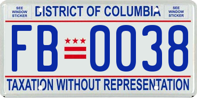 DC license plate FB0038