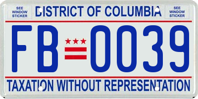 DC license plate FB0039