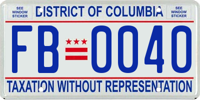 DC license plate FB0040