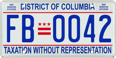 DC license plate FB0042