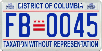 DC license plate FB0045