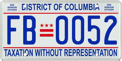 DC license plate FB0052