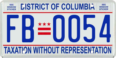 DC license plate FB0054