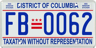 DC license plate FB0062