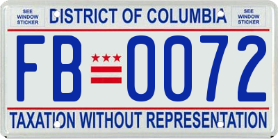 DC license plate FB0072