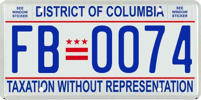 DC license plate FB0074