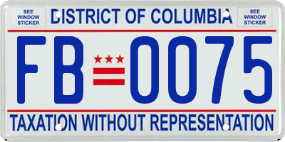 DC license plate FB0075