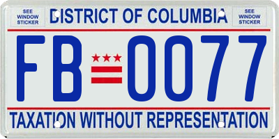 DC license plate FB0077