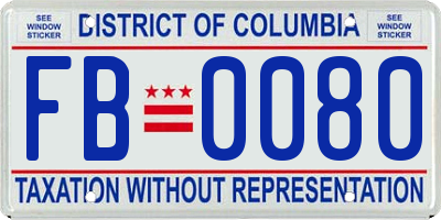 DC license plate FB0080