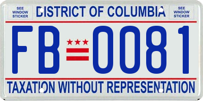 DC license plate FB0081