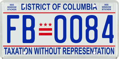 DC license plate FB0084