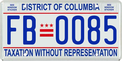 DC license plate FB0085