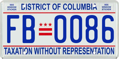 DC license plate FB0086