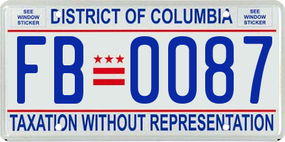 DC license plate FB0087