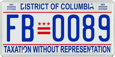 DC license plate FB0089