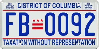 DC license plate FB0092