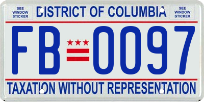 DC license plate FB0097