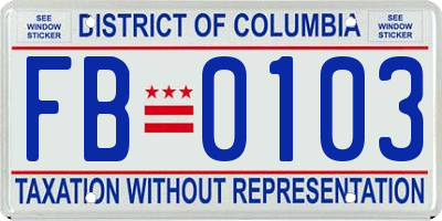 DC license plate FB0103