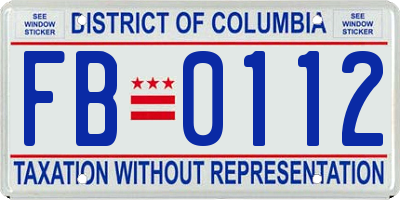 DC license plate FB0112