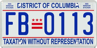 DC license plate FB0113