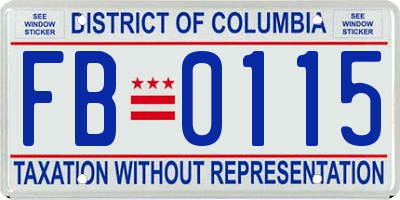 DC license plate FB0115