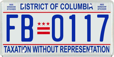 DC license plate FB0117