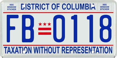 DC license plate FB0118