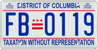 DC license plate FB0119