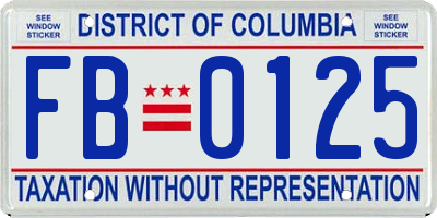 DC license plate FB0125