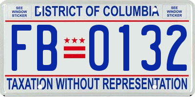 DC license plate FB0132