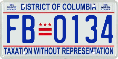 DC license plate FB0134