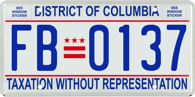 DC license plate FB0137