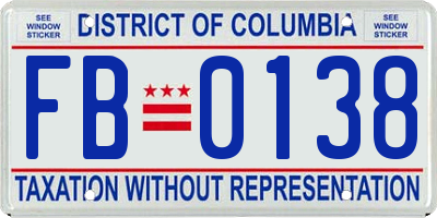 DC license plate FB0138